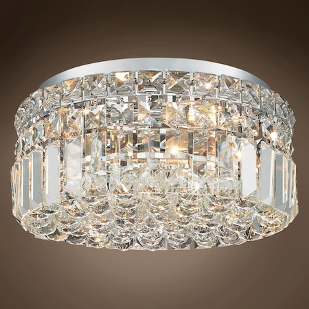 Joshua Marshal Ibiza Design 4 Light 12 Chrome Flush Mount w/Clear Swarovski Crystals 701055-006